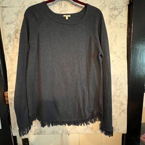 Ladies Project Sweater Size M Grey LIghtweight Fringe Detail Long Sleeve